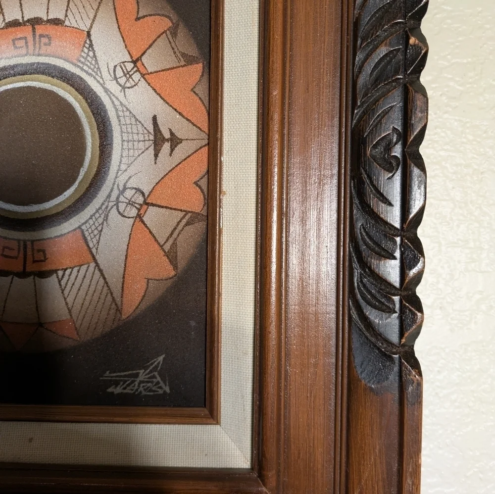 Elegant Brown and Black Wall Art Frame 17x15 Made In Mexico